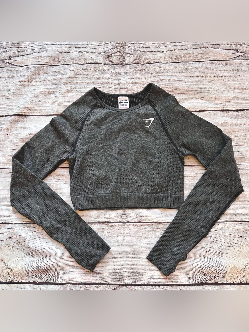 Gymshark Vital Seamless 2.0 Long Sleeve Crop Top Charcoal Gray Ladies Sz M
